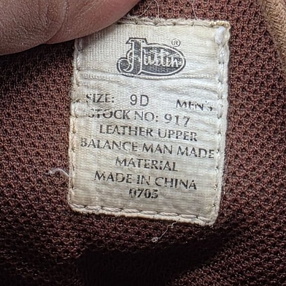 Justin Mens Size 9 D Brown Work Boots Waterproof Outdoors Casual Walking - Picture 7 of 13